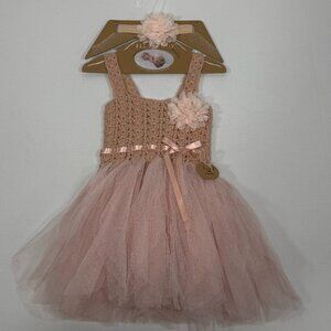Crochet Tulle Tutu Elly & Emmy Blush Pink Dress Set 0-6M